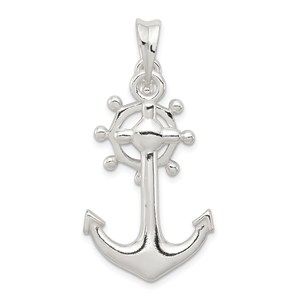 925 Sterling Silver Nautical Polished Anchor Necklace Charm Pendant, Unisex